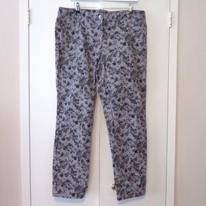 Vintage Chaus Sport Stretch Cotton Pants - Gray Rose Pattern